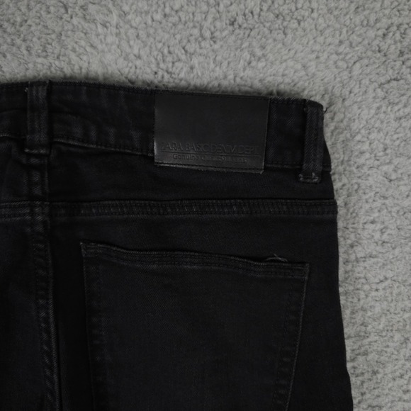 Zara Z1975 Jeans Womens 36 US 4 Black Flare Stretch Denim Dark Wash Boho 26x35 - Picture 12 of 12